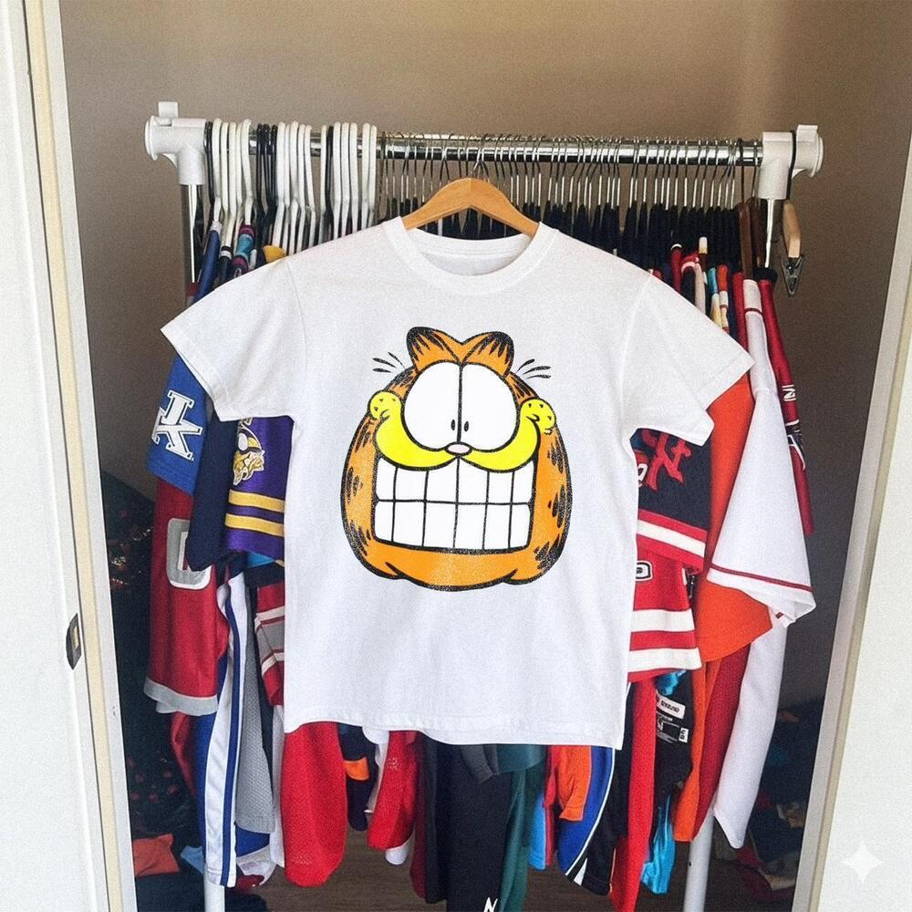 White Garfield Cartoon Tee